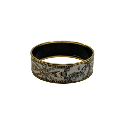 Used HERMES Enamel Enamel Bangle BRACELET Gold White