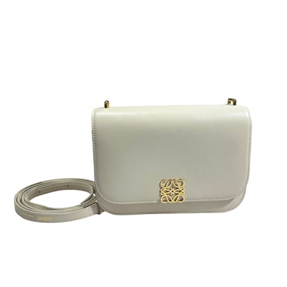 Used LOEWE Calfskin Leather Cross Body Bag White GHW