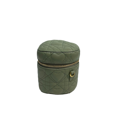 Used DIOR Cannage Lambskin Lady Dior Micro Vanity Case Vanity case Green GHW
