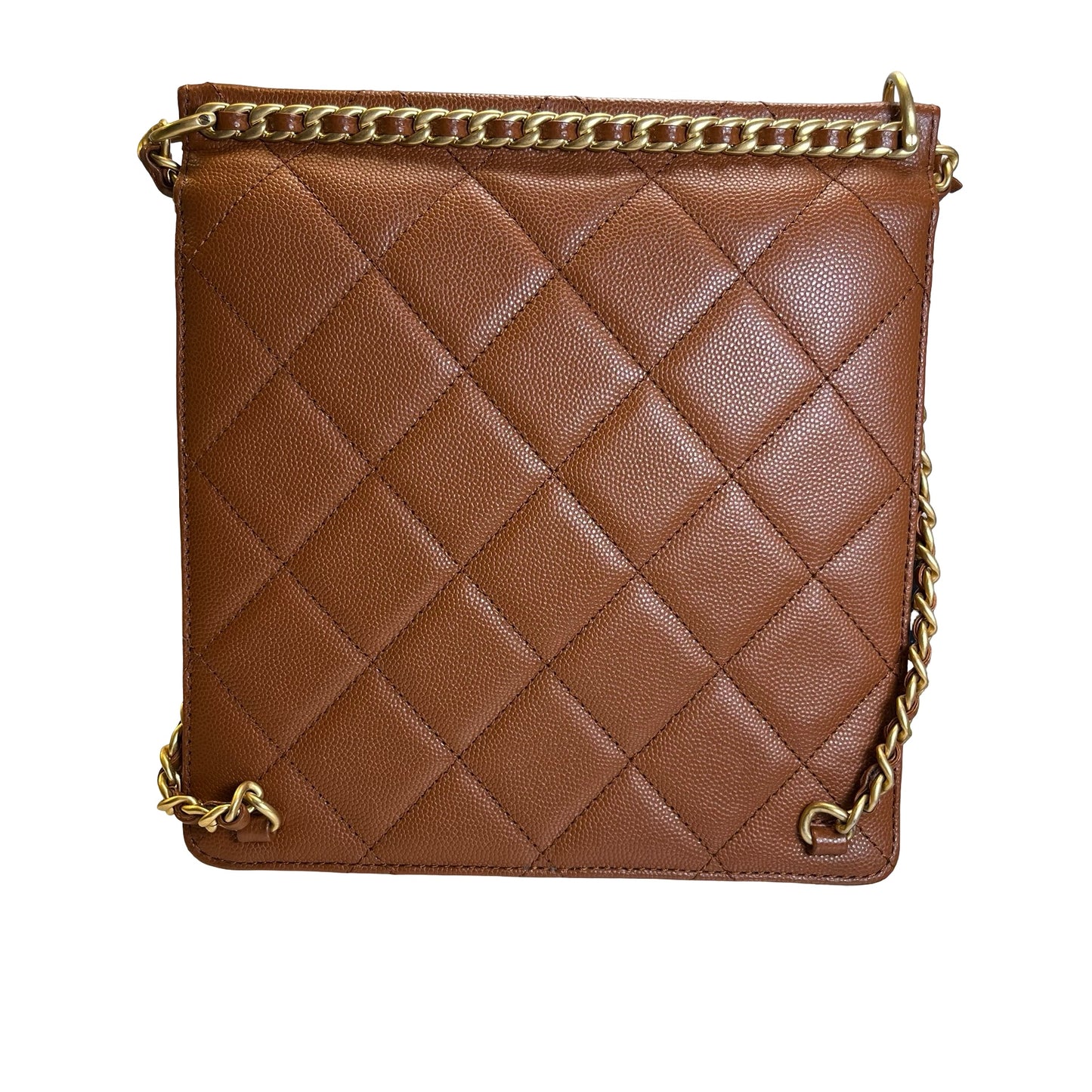 Used CHANEL Quilted Caviar 23A chain Backpack Shoulder Bag Brown