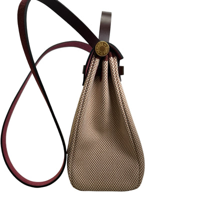Brand New HERMES Canvas Leather Herbag 31 Handbag Beige Brown