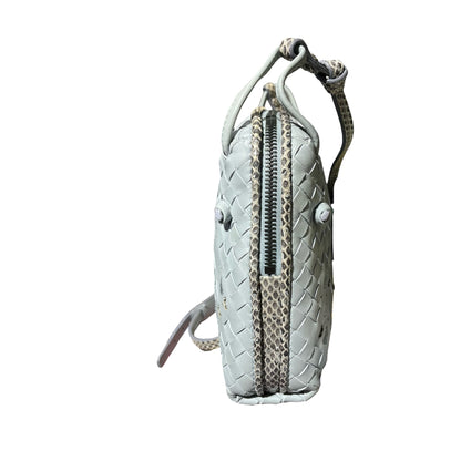 Used Bottega Veneta Lambskin Leather Butterfly Cross Body Bag PHW Grey