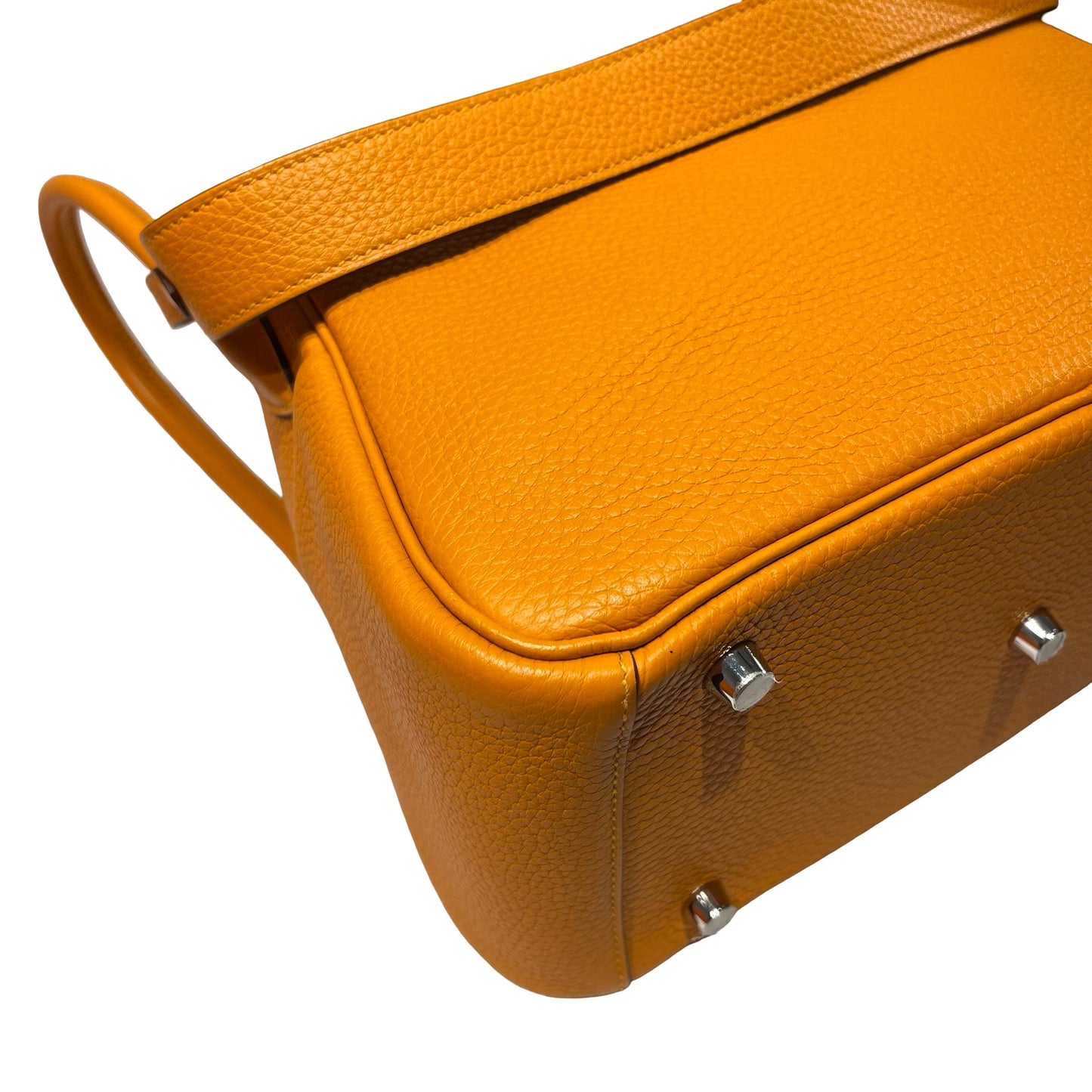 Used HERMÈS Clemence leather Lindy 26 Cross Body Bag PHW Orange (93)