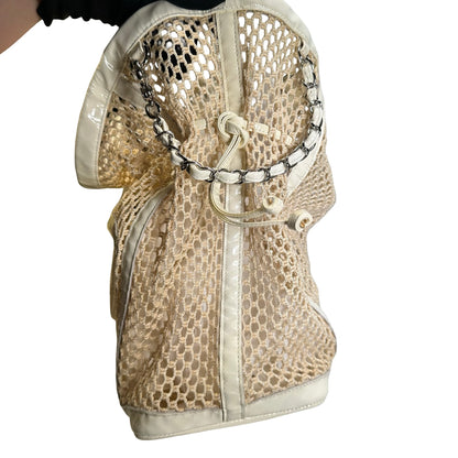 Used CHANEL Net Quilted Classic Flap Net Bag Shoulder Bag White Silver