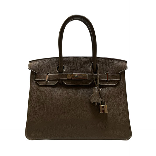 Used HERMES Togo Birkin 30 Handbag Etoupe PHW