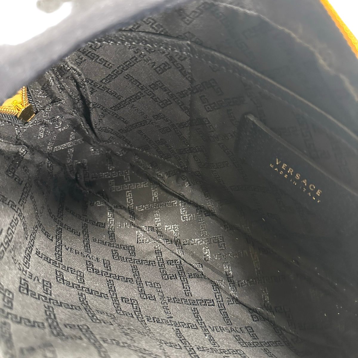 VERSACE Pebbled Leather Medusa Camera Bag Camera Bag Black Gold