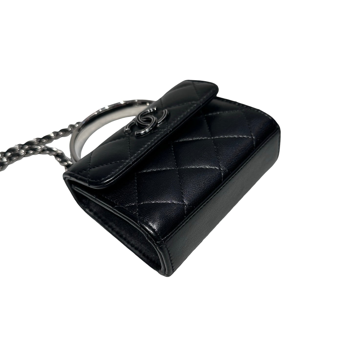 Used Chanel Mini with handle Chain Shoulder Bag Black PHW