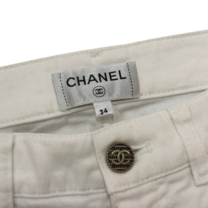 Used CHANEL Solid Denim Jeans Pants White