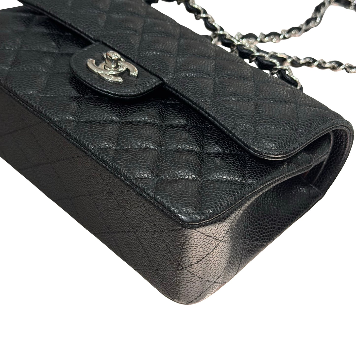 Used CHANEL Calfskin Leather CF 23 Shoulder Bag Black PHW