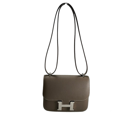 Brand New HERMES Epsom Mini Constance Shoulder Bag Etoupe PHW