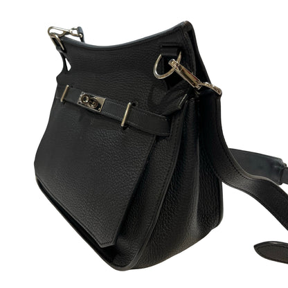Used HERMÈS Calfskin Leather Jypsieve 28 Shoulder Bag Black PHW