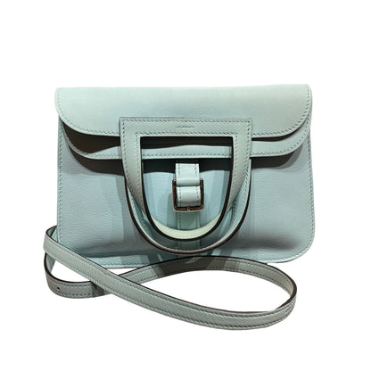 Used HERMÈS Mini Halzan Shoulder Bag Light Blue PHW