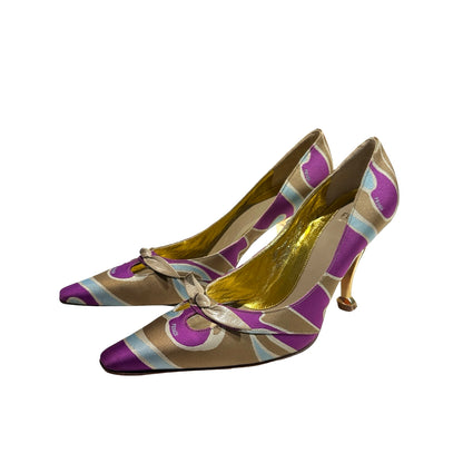 Used Fendi Heels Heels Gold Beige Purple Blue