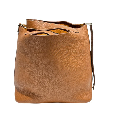 Used HERMÈS Clemence leather Picotin Handbag Brown PHW