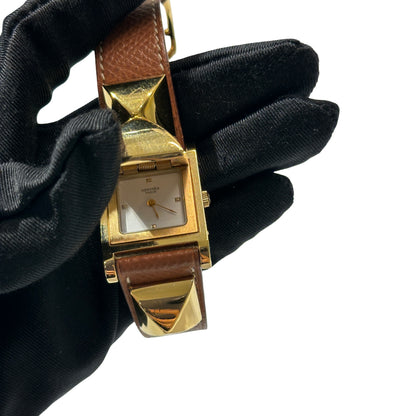 Used HERMÈS Watch Brown Gold (37) GHW