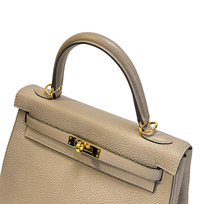 Used HERMES Togo Kelly 25 Handbag Gris Meyer Gold Hardware