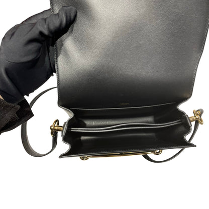 Used HERMÈS Calfskin Leather Roulis mini Shoulder Bag Black GHW