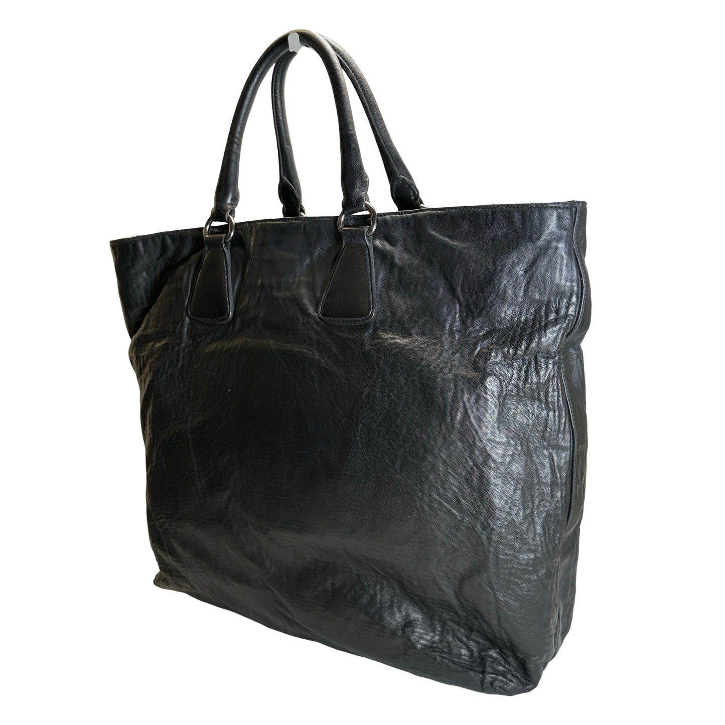 Used PRADA Leather Tote Bag Tote Bag Black