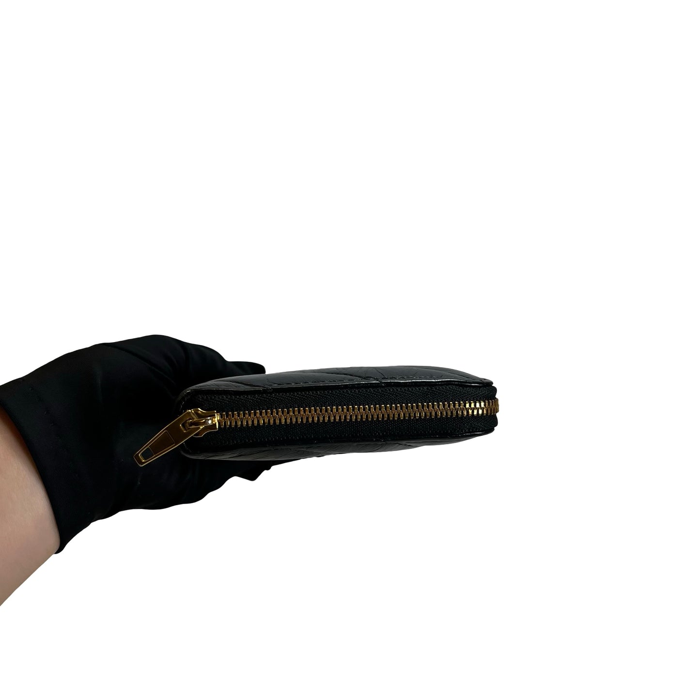 Used BALENCIAGA Quilted Leather Quilted Wallet Long wallet Black Gold