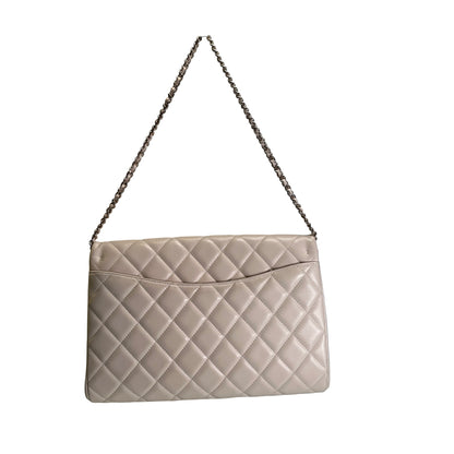 Used CHANEL Lambskin Flap Bag Chain Shoulder Bag Light Peach GHW