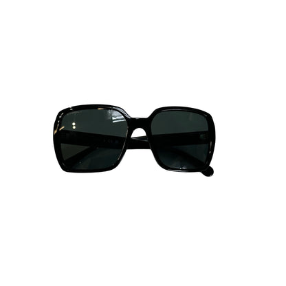 Used CHANEL Solid Square Sunglasses SUNGLASSESS Black Silver
