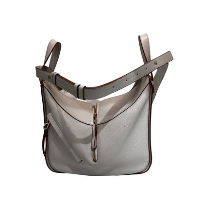Used LOEWE Calfskin Leather Honnock Shoulder Bag Beige GHW
