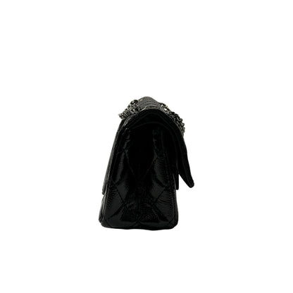 Used CHANEL Patent Leather 2.55 Mini 224 Double Flap Shoulder Bag Black PHW