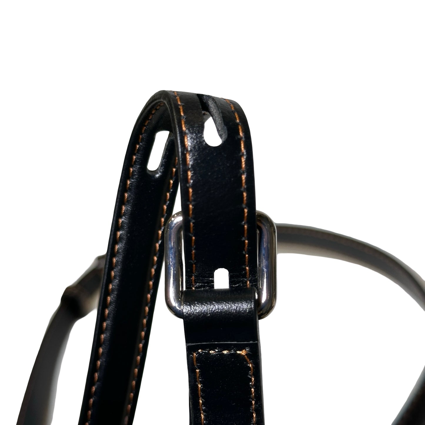 Used ALEXANDER MCQUEEN Denim Leather The Curve Shoulder Bag Navy Blue Black