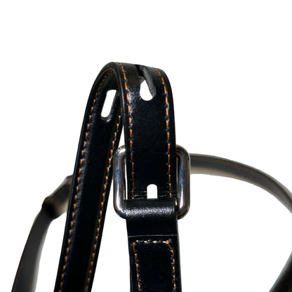 Used ALEXANDER MCQUEEN Denim Leather The Curve Shoulder Bag Navy Blue Black
