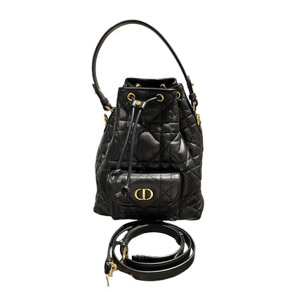 Used DIOR Caro Bucket Bag Black GHW