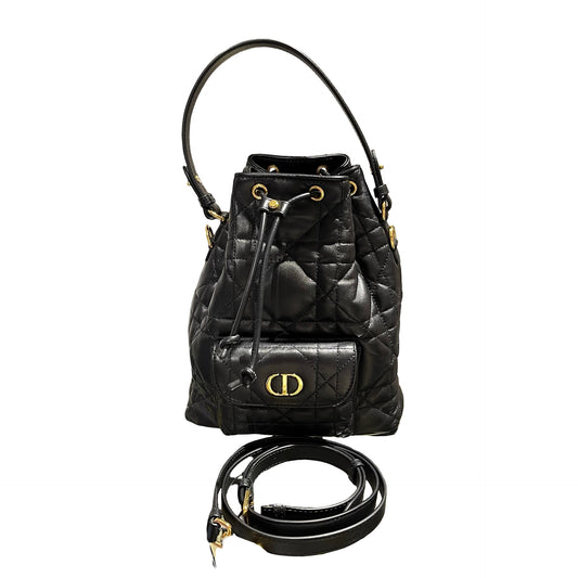 Used DIOR Caro Bucket Bag Black GHW