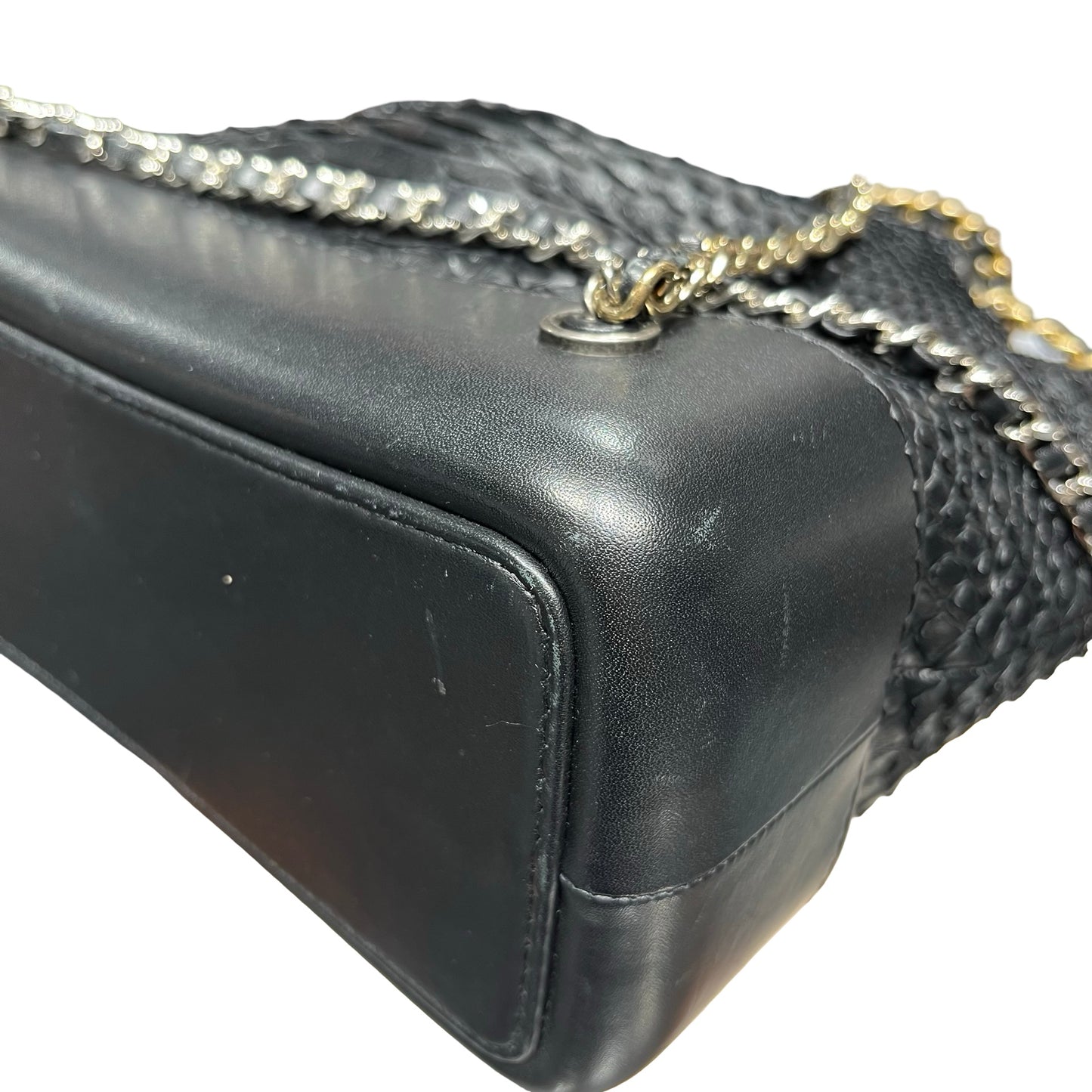 Used CHANEL Snake Skin Gabrielle Backpack Black