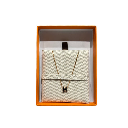 Unused HERMÈS Mini Pop H Neeklace Black Gold
