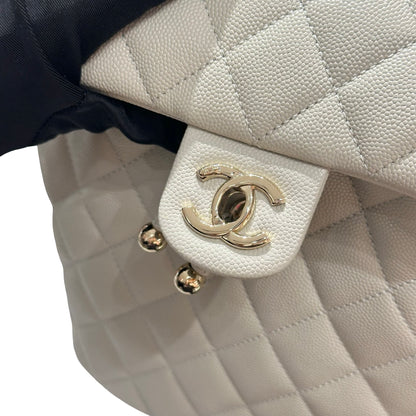 Used CHANEL Calfskin Leather Backpack Calf Skin Backpack Gray GHW