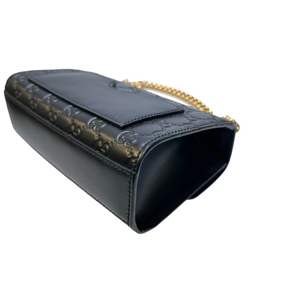 Used GUCCI Calfskin Leather Padlock Shoulder Bag Black GHW