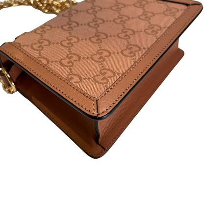 Used GUCCI GG CANVAS Ophidia GG Supreme Mini Chain Shoulder Bag Pink GHW