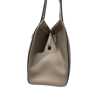 Used Fendi Calfskin Leather Tote Bag Grey GHW