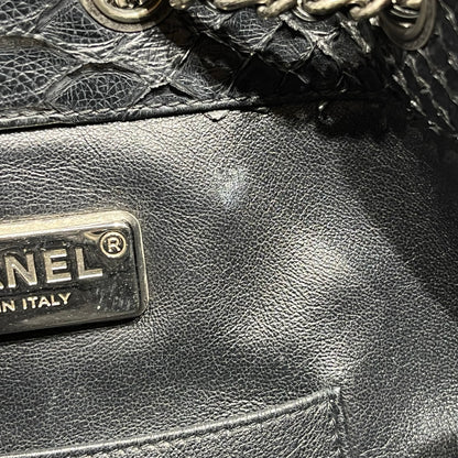 Used CHANEL Snake Skin Gabrielle Backpack Black