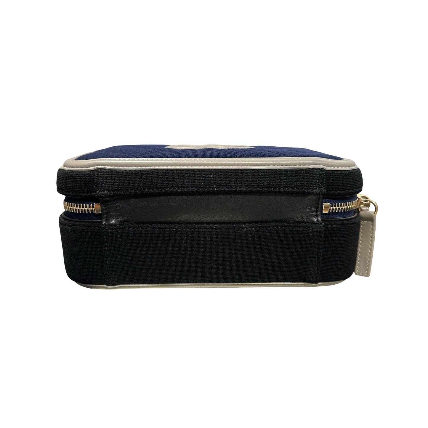 Used Chanel Canvas Calfskin Leather Vanity Case Vanity case Black Gray GHW
