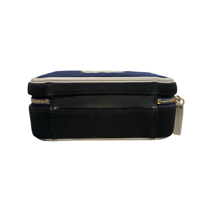 Used Chanel Canvas Calfskin Leather Vanity Case Vanity case Black Gray GHW