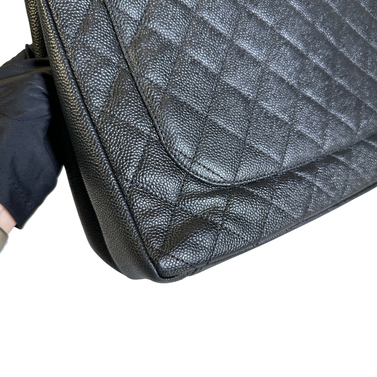 Used Chanel Caviar Leather GST Tote Bag Black GHW