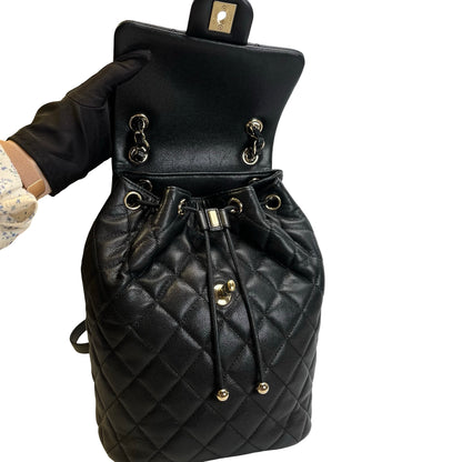 Used CHANEL Quilted Caviar Gabrielle Backpack Backpack Black Gold Hardware