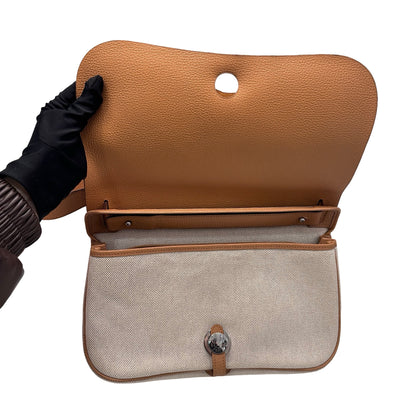 Used HERMÈS Shoulder Bag Brown White PHW