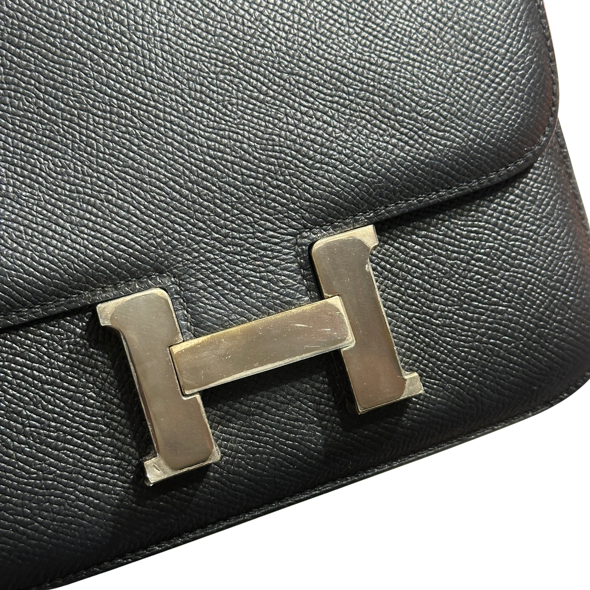 Used HERMES Epsom Constance Crossbody Bag Black Silver