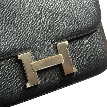Used HERMES Epsom Constance Crossbody Bag Black Silver
