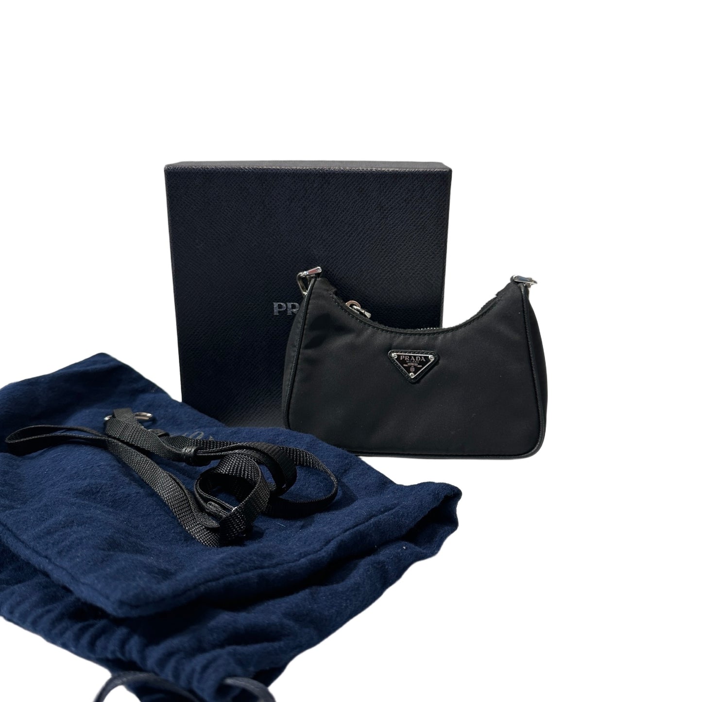Used PRADA Re-nylon Re-edition 2005 Chain Shoulder Bag Black PHW