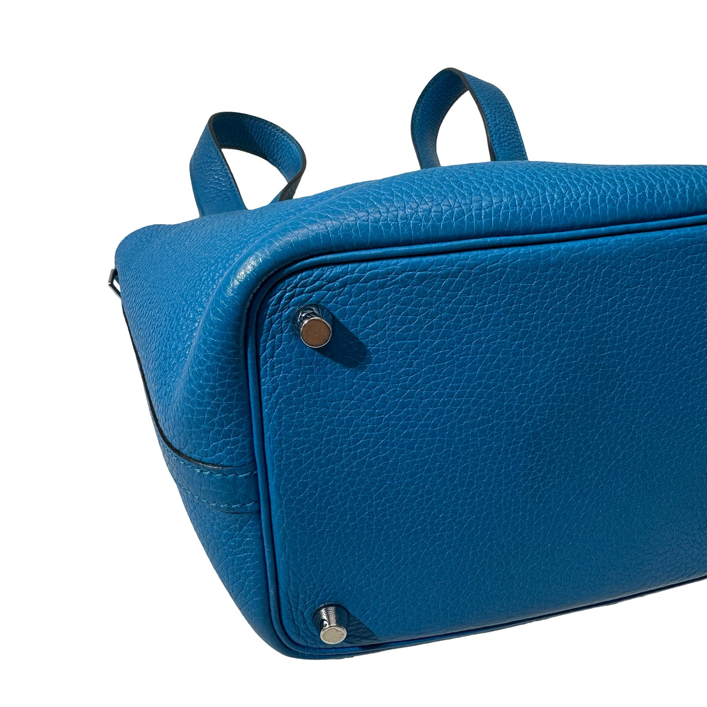 Used HERMÈS Clemence leather Picotin 18 Handbag B3 Bleu Zanzibar PHW