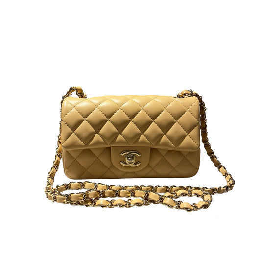 Used CHANEL MINI FLAP 20 CM Mini Bag Beige PHW