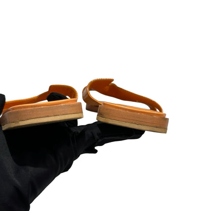 HERMES Smooth Calfskin Leather Oran Heels Gold/Tan