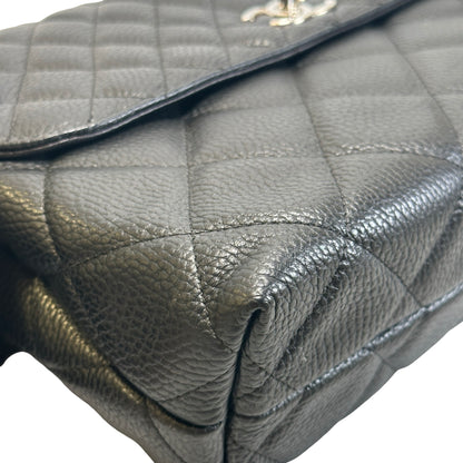 Used CHANEL Quilted Caviar Classic Flap Chain Shoulder Bag Black Silver